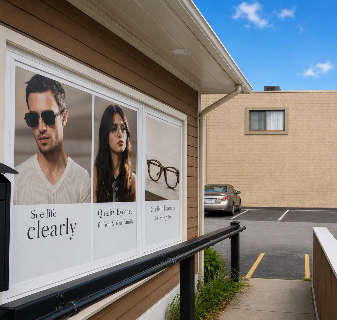 Entrance approach and ramp at the North Providence eye-care office.